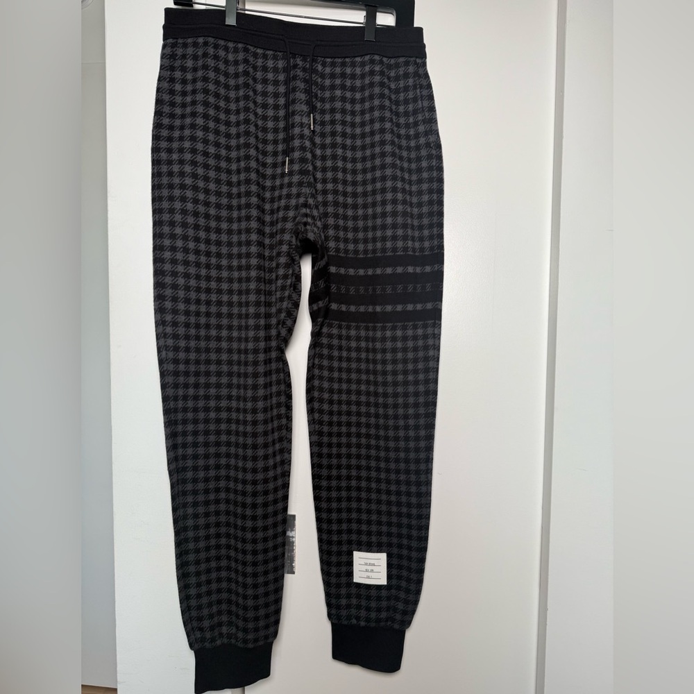 Thom Browne Cotton Gunclub Check Jacquard 4-Bar Sweatpants